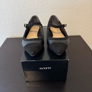 Alfani Women's Shandee Ankle-Strap Pointed-Toe Flats Black Size 5.5